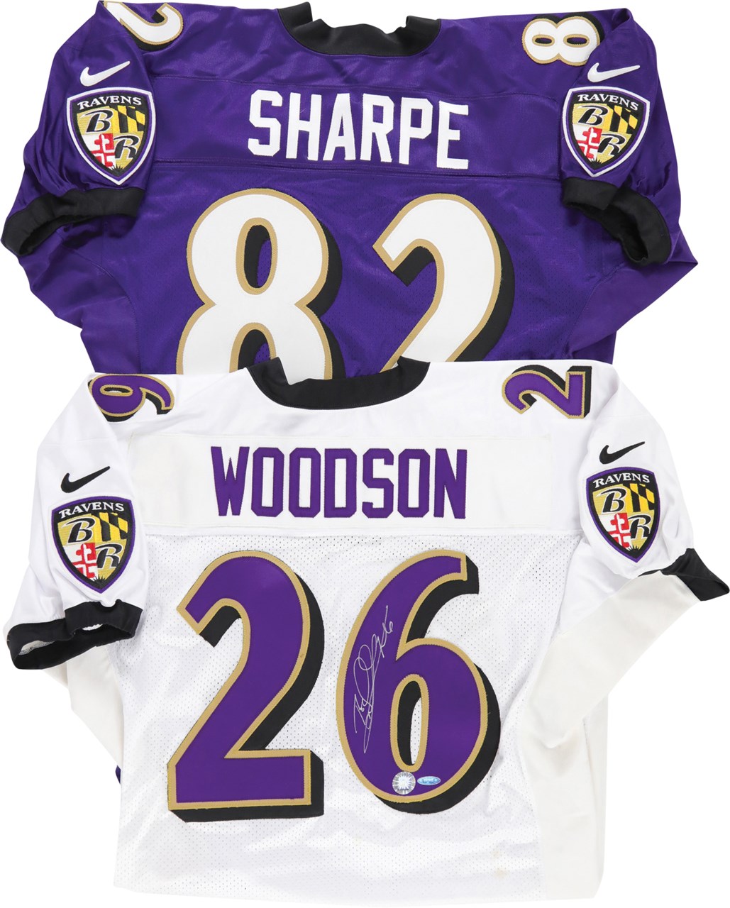 2000 Rod Woodson and Shannon Sharpe Baltimore Ravens Game Issued Jerseys