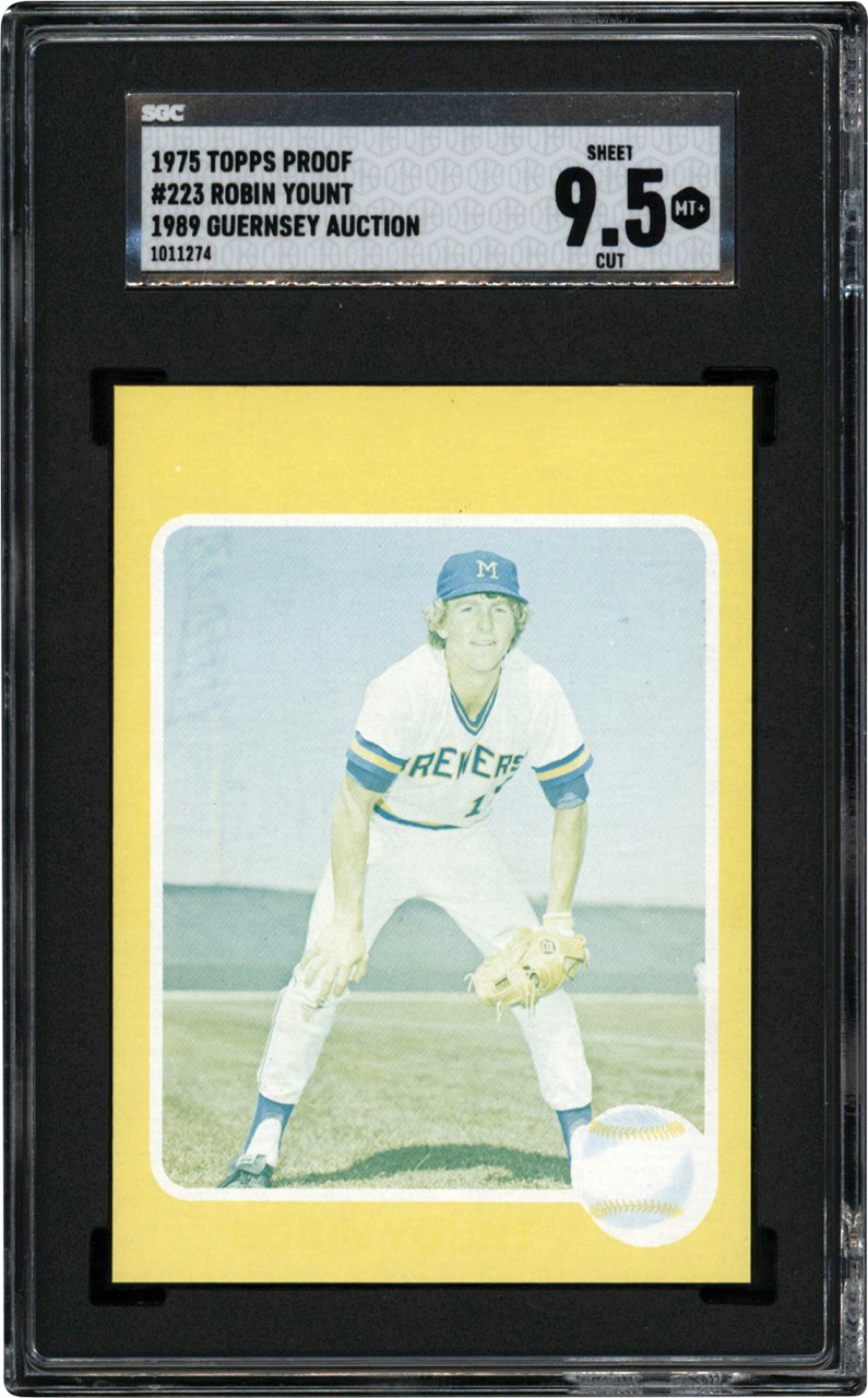 1975 Topps Baseball Cyan & Yellow Proof #223 Robin Yount Rookie Card "1/1" SGC MINT+ 9.5 (ex-1989 Guernsey Auction)