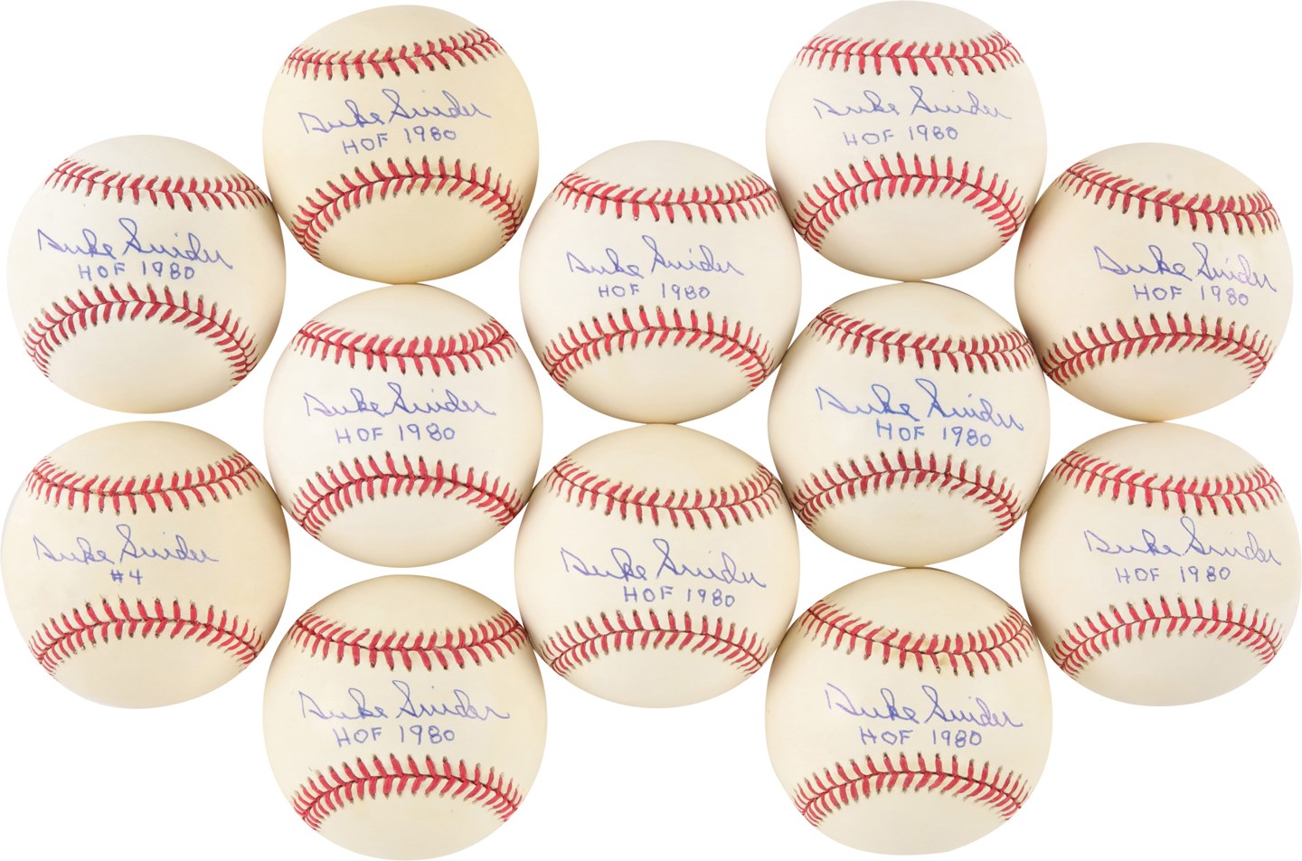Baseball Autographs - One Dozen Duke Snider Single Signed Baseballs w/"HOF 1980" Notation