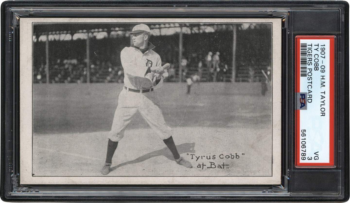 1907-09 H. M. Taylor Tigers Postcard Ty Cobb Rookie PSA VG 3