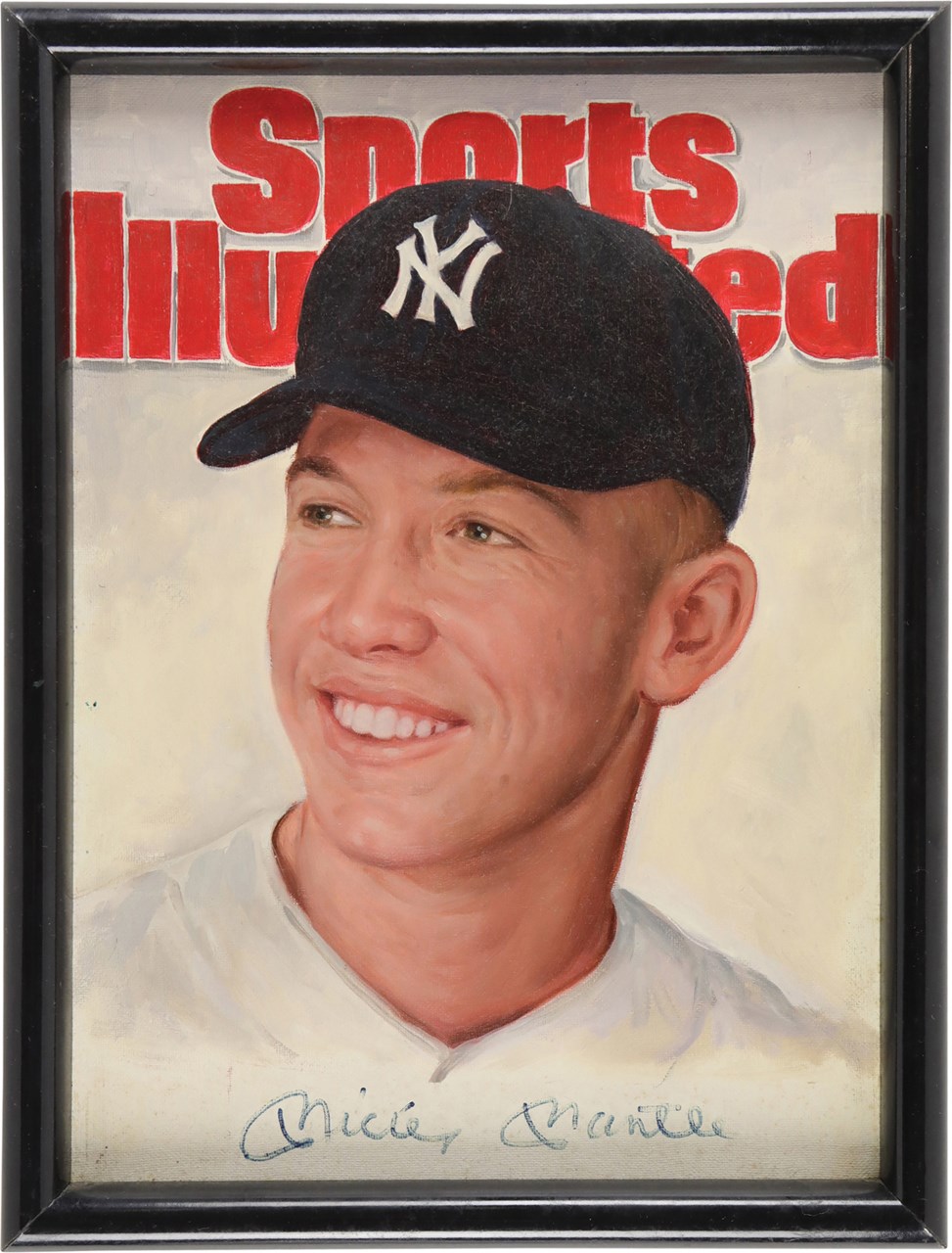 Baseball Autographs - Mickey Mantle Signed "Sports Illustrated" Painting (JSA)