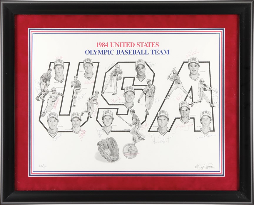 Baseball Autographs - 1984 Team USA Olympic Baseball Team Signed Limited Edition Lithograph (215/500)