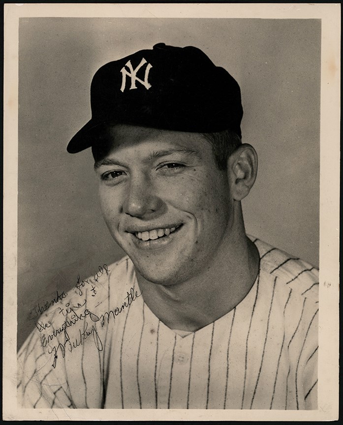 Baseball Autographs - Mickey Mantle Vintage Signed "Thanks for the Tips" Photograph (JSA)