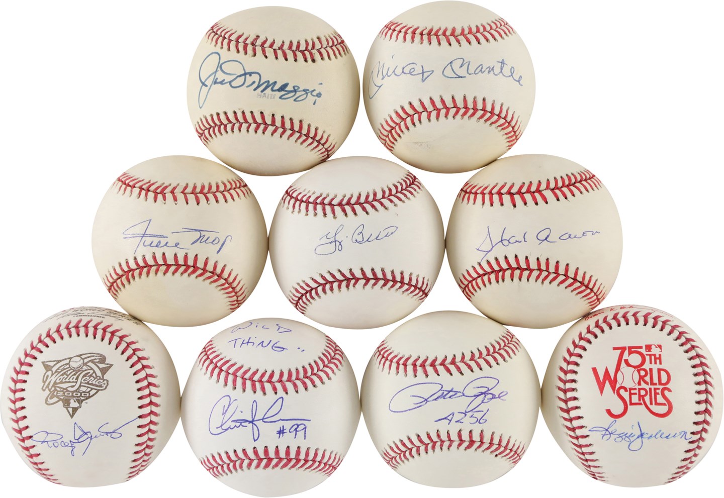 Baseball Autographs - Hall of Famers and Stars Single Signed Baseballs w/Mantle & DiMaggio (9)
