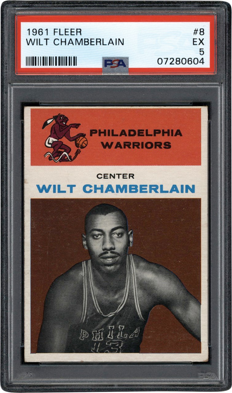 Basketball Cards - 1961-62 Fleer #8 Wilt Chamberlain Rookie PSA EX 5