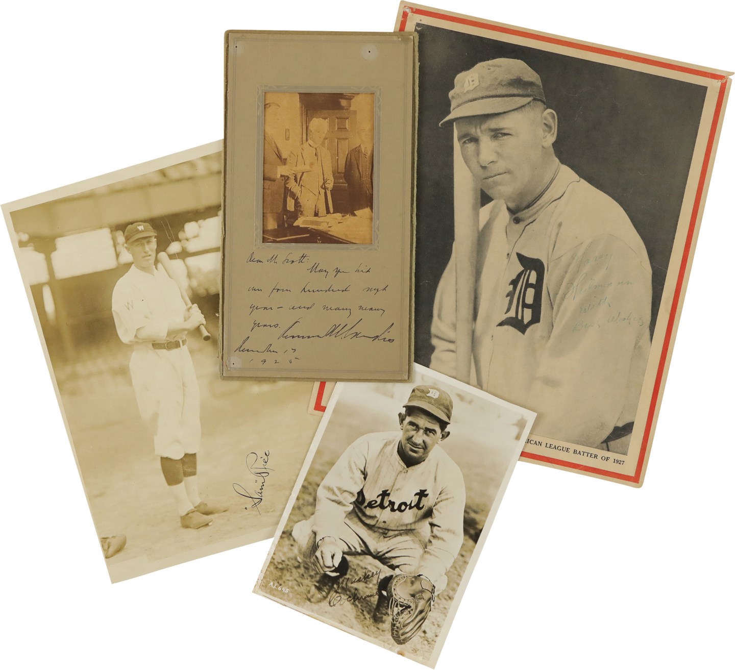 Baseball Autographs - Vintage Hall of Fame Signed Photo Collection (8) with Heilmann, S. Rice, Maranville, and Cochrane