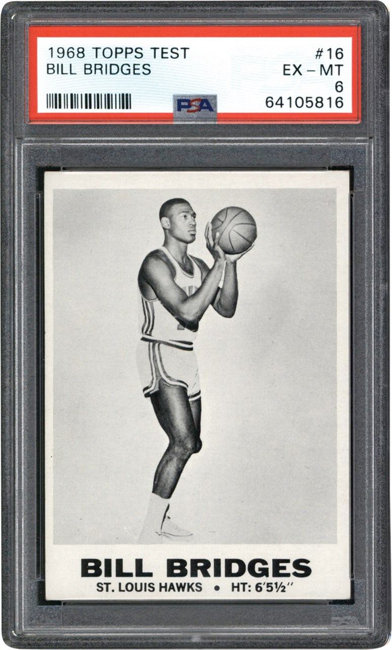 Basketball Cards - Rare 1968 Topps Test Basketball #16 Bill Bridges PSA EX-MT 6