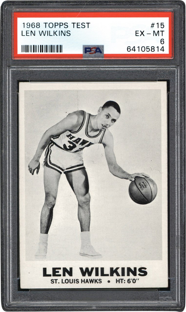 Basketball Cards - Rare 1968 Topps Test #15 Len Wilkins PSA EX-MT 6