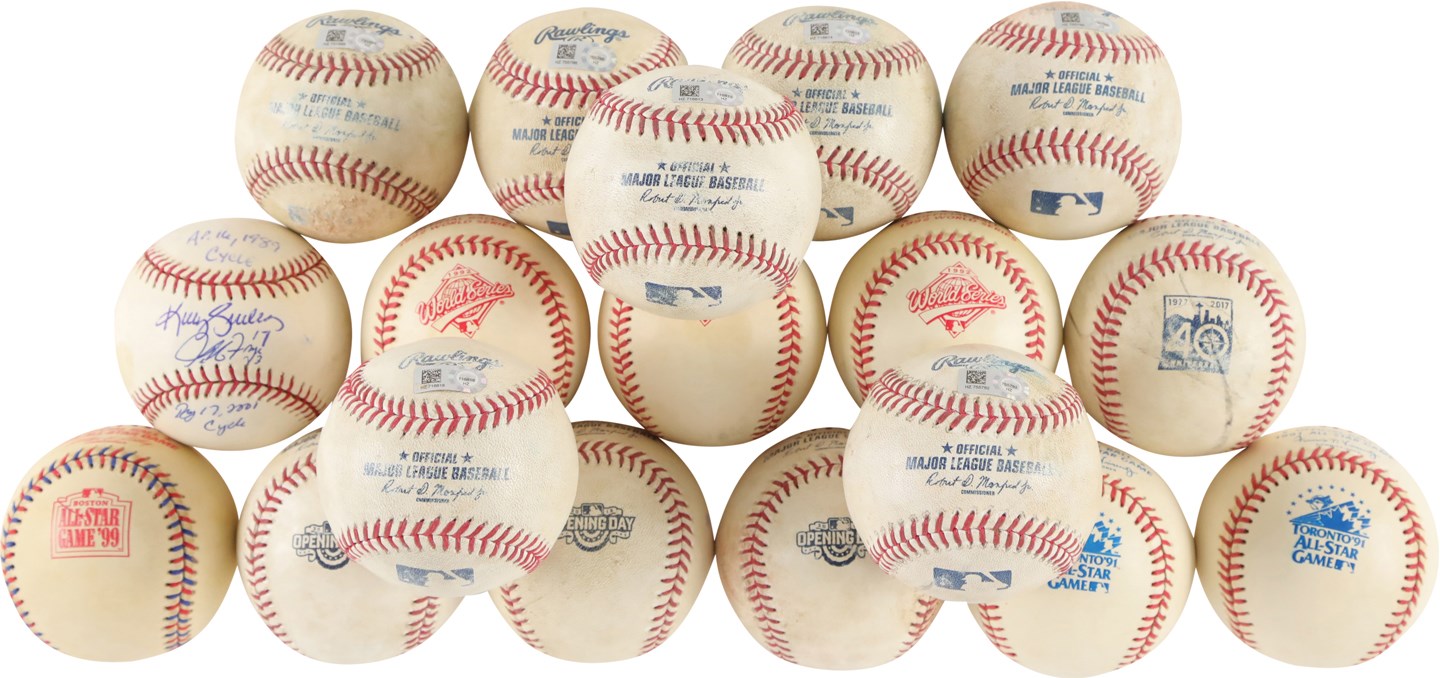 Baseball Equipment - Baseball Collection of Mostly MLB Authenticated Game Used Baseballs w/Milestone Games (18)