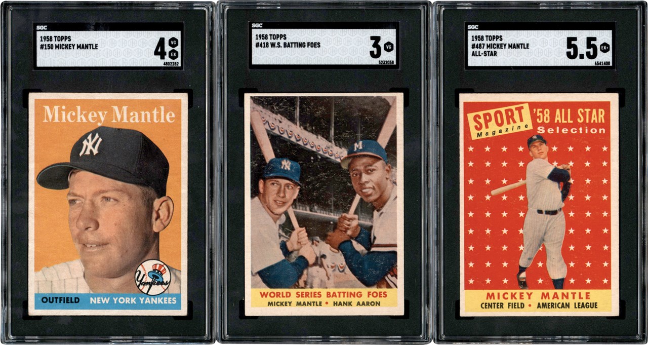 1958 Topps Mickey Mantle Trio (3) All SGC