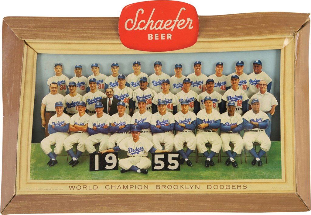 - 1955 Brooklyn Dodgers Schaefer Beer "3D Advertising Display