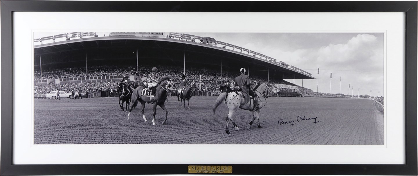Horse Racing - Secretariat Arlington Panoramic Framed Photo Signed by Penny Chenery