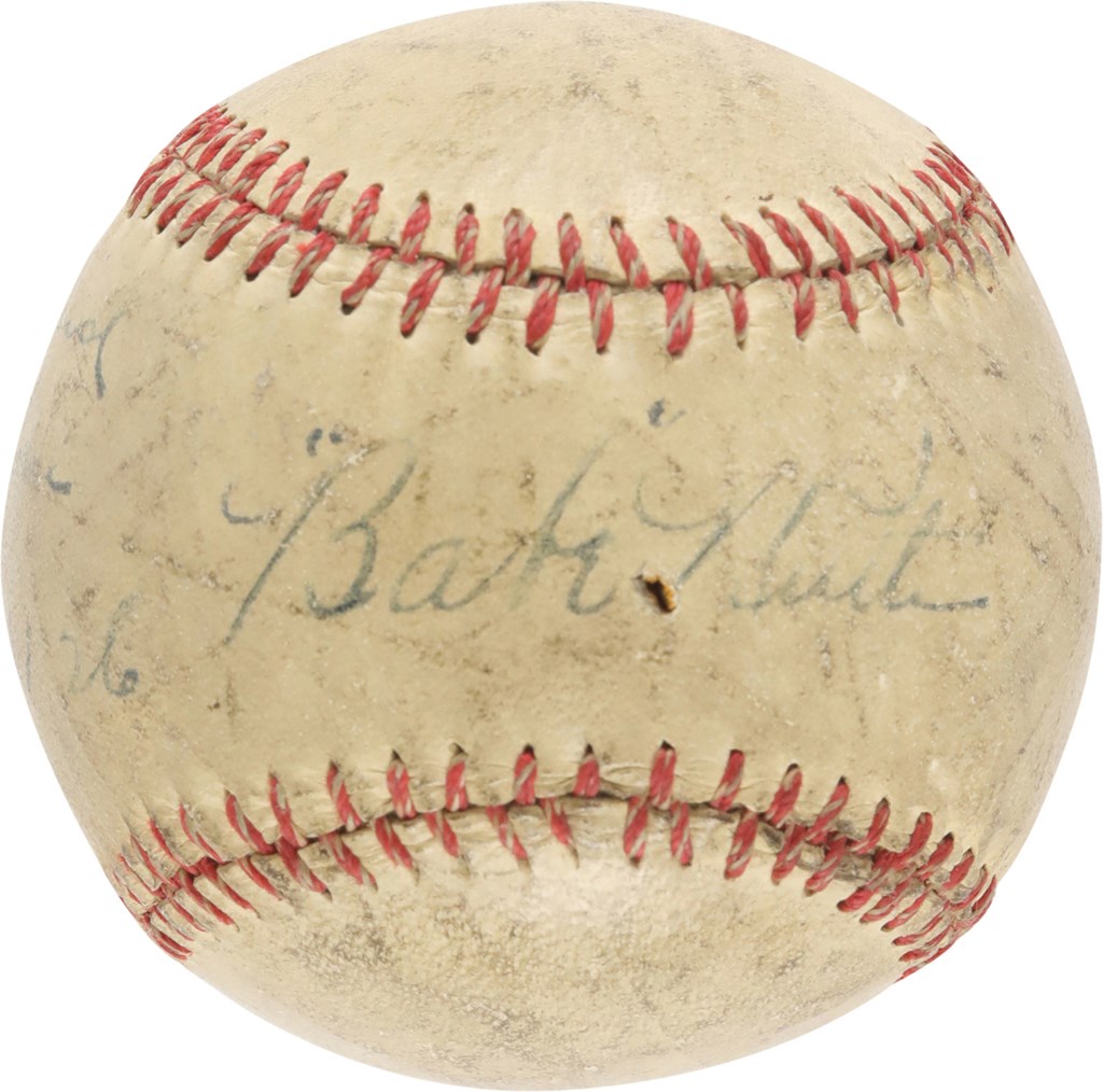 Ruth and Gehrig - 1926 Babe Ruth Single Signed Baseball (PSA)