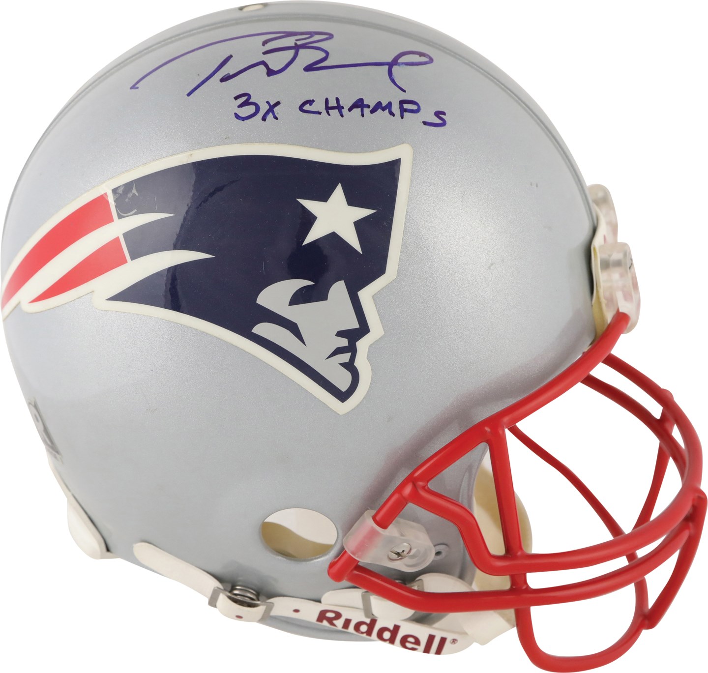 2005 Tom Brady "3x Champs" New England Patriots Signed Full Size Helmet (Tristar)