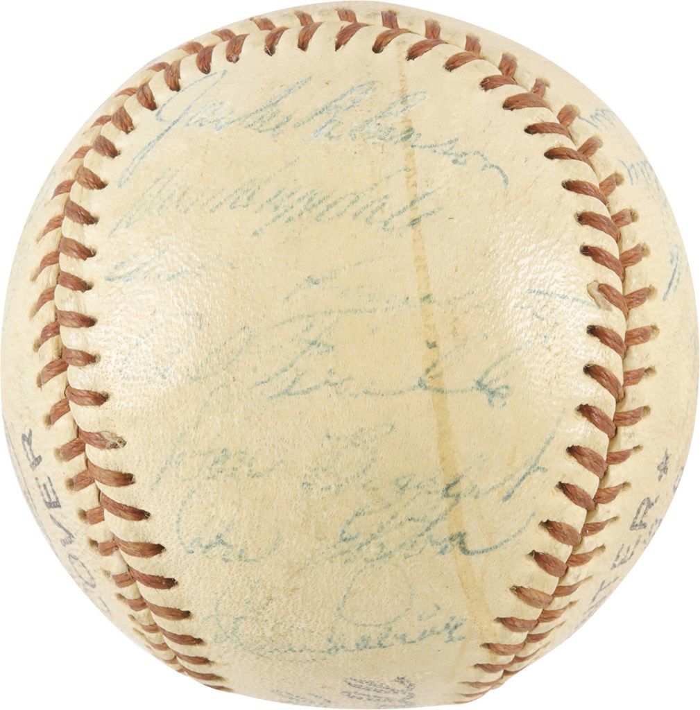 - 1957 Brooklyn Dodgers Team Signed Baseball w/Jackie Robinson (ex-Don Drysdale Collection, Family LOA & JSA)