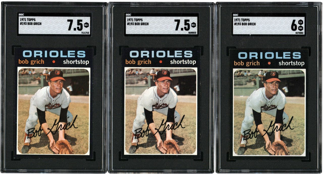 1971 Topps #193 Bobby Grich Rookie Card Trio (3) All SGC