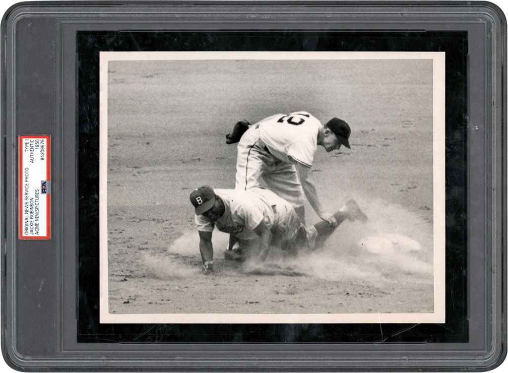 - Spectacular 1950 Jackie Robinson In Action Photograph (PSA Type I)