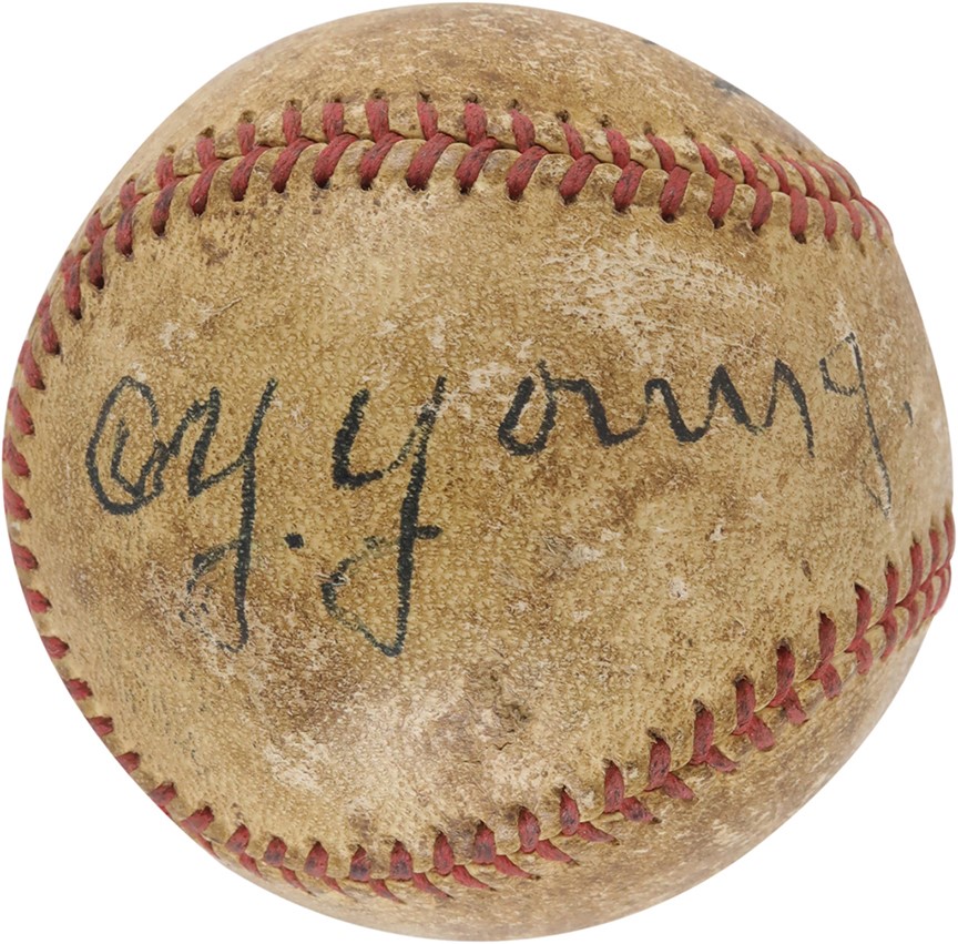 Baseball Autographs - Cy Young Signed Baseball - Displays as Single Signed! (PSA)