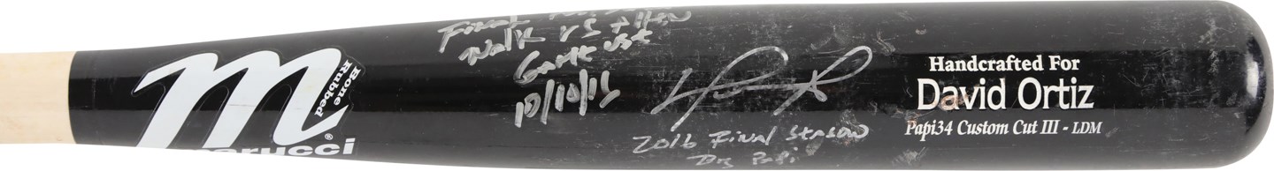 Baseball Equipment - 10/10/16 David Ortiz Boston Red Sox Signed & Inscribed Game Used Bat from Final Career At-Bat (PSA GU 10 & Photo-Matched)