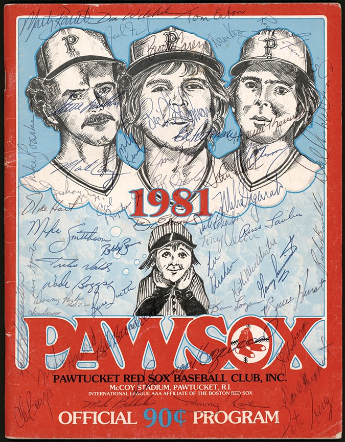 1981 Rochester Red Wings & Pawtucket Red Sox "Longest Game in Pro Baseball History" Team Signed Program w/Ripken Jr. (PSA)