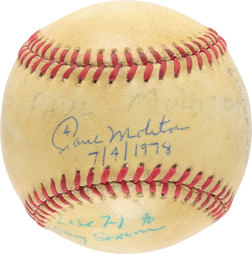 July 4,1978 Paul Molitor Rookie Year Home Run Baseball - 6th Career HR! (Molitor Letter)