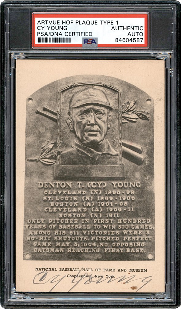 Cy Young Signed Hall of Fame Postcard (PSA)