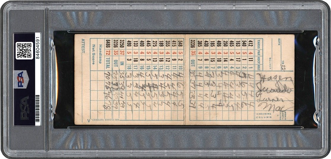 1932 Walter Hagen Signed Personally Used Scorecard (PSA)