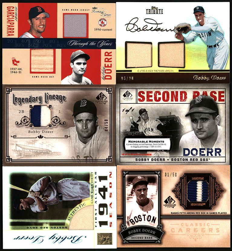1939-2011 Bobby Doerr Vintage & Modern Card Collection w/Game Used (29)