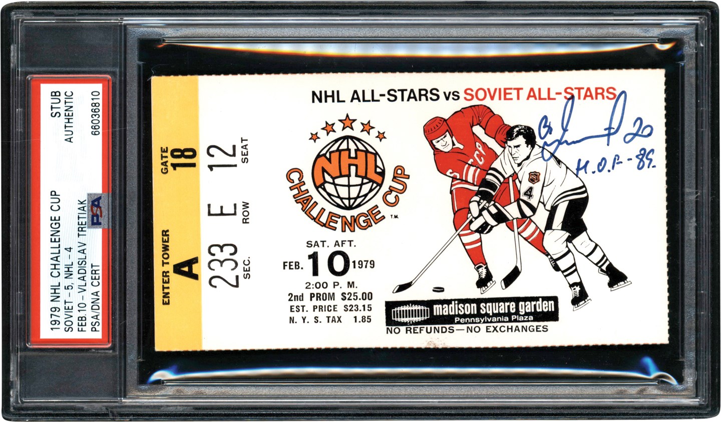 Rare 1979 NHL All-Stars vs Soviet All-Stars Ticket Stub Signed by Vladislav Tretiak PSA Authentic
