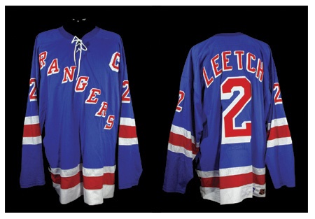 - 1999 Brian Leetch’s Game Worn Rangers Jersey From Wayne Gretzky’s Final NHL Assist & Point