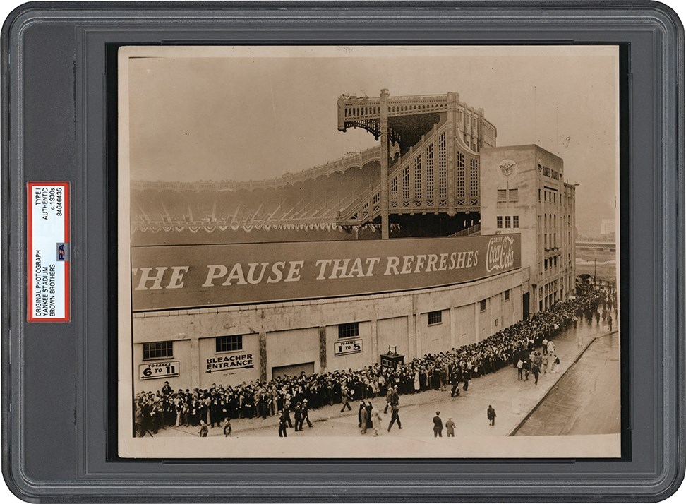 - 1930s Fans Lined Up to Enter Yankee Stadium Photograph (PSA Type I)