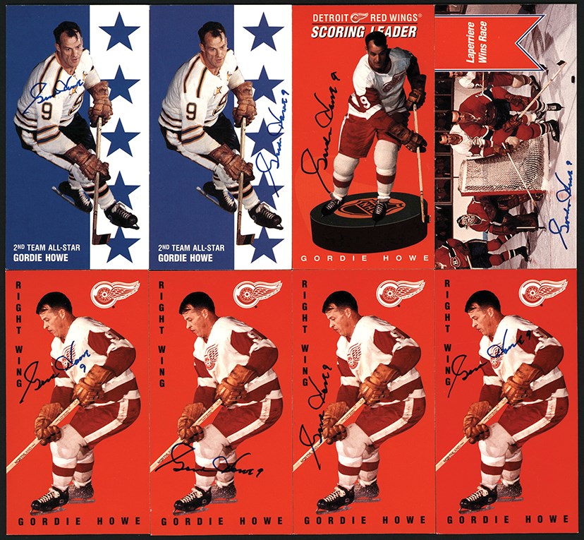 - Gordie Howe Signed Hockey Card Collection (17)