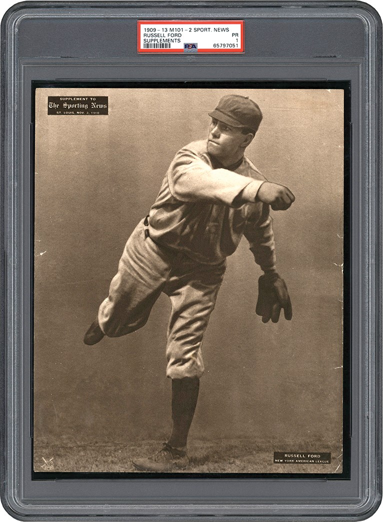 - 1909-1913 M101-2 Sporting News Supplement Russell Ford PSA POOR 1 (Pop 1 of 1 - Highest Graded)