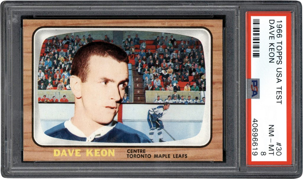 - 1966 Topps USA Test Hockey #30 Dave Keon PSA NM-MT 8 (Only Three Higher)