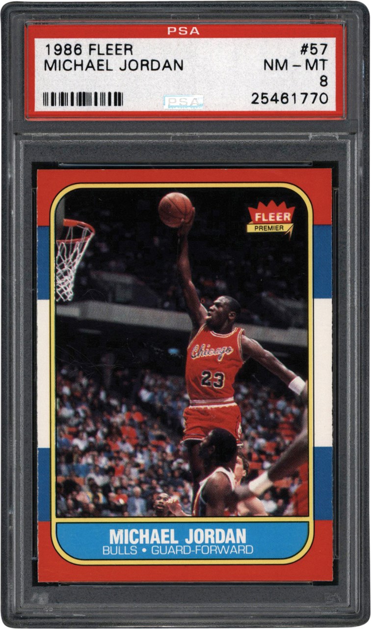 - 986 Fleer Basketball #57 Michael Jordan Rookie PSA NM-MT 8