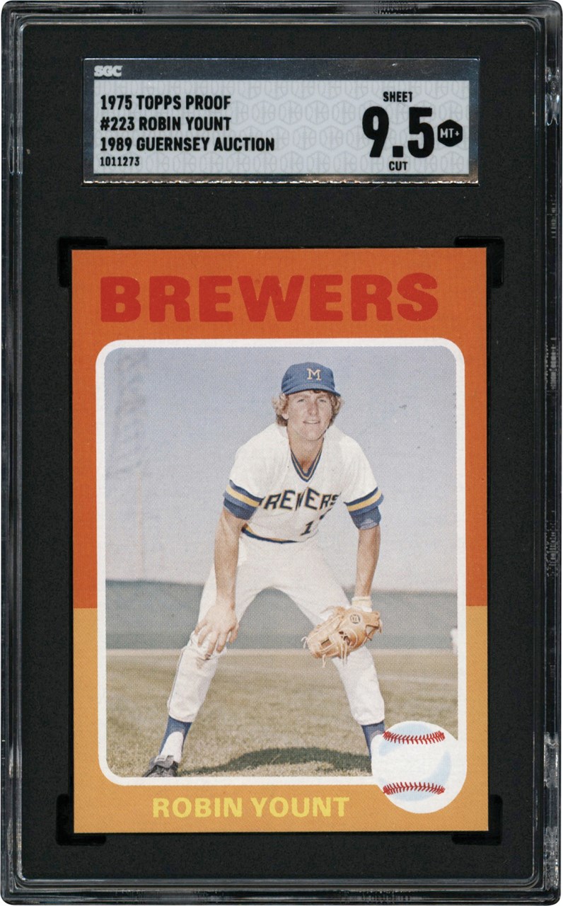 - 1975 Topps Blackless Proof #223 Robin Yount Rookie Card "1/1" SGC MINT+ 9.5 (ex-1989 Guernsey Auction)