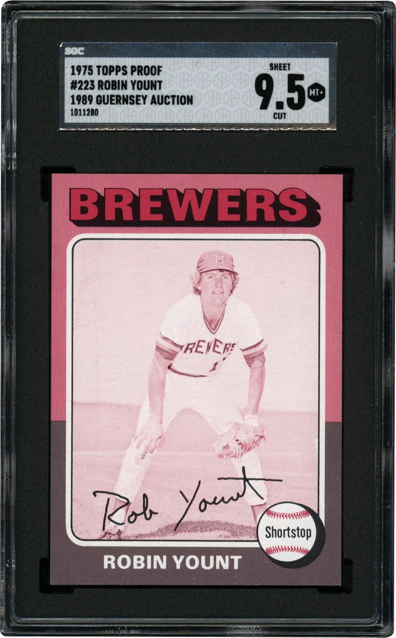 - 1975 Topps Magenta & Cyan Proof #223 Robin Yount Rookie Card "1/1" SGC MINT+ 9.5 (ex-1989 Guernsey Auction)