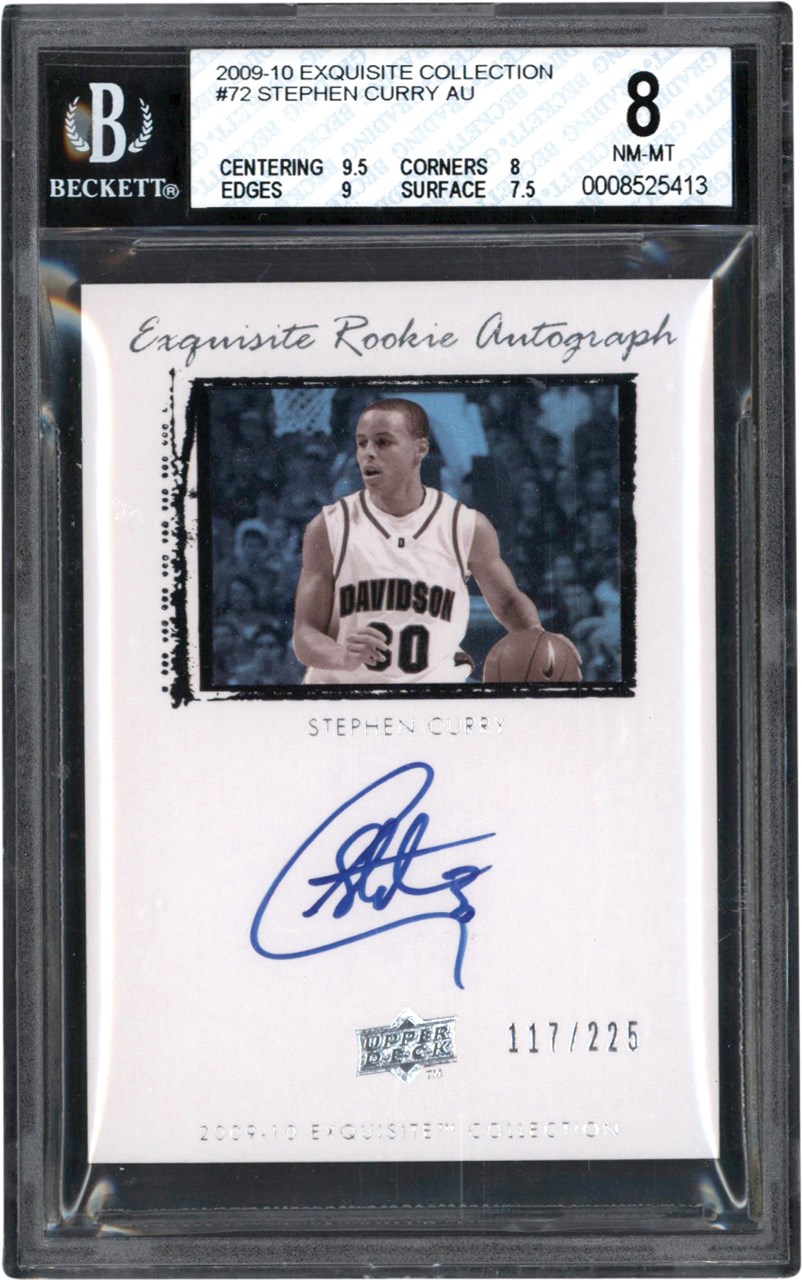 - 009-2010 Upper Deck Exquisite Collection #72 Stephen Curry Rookie Autograph Card #117/225 BGS NM-MT 8 - Auto 10