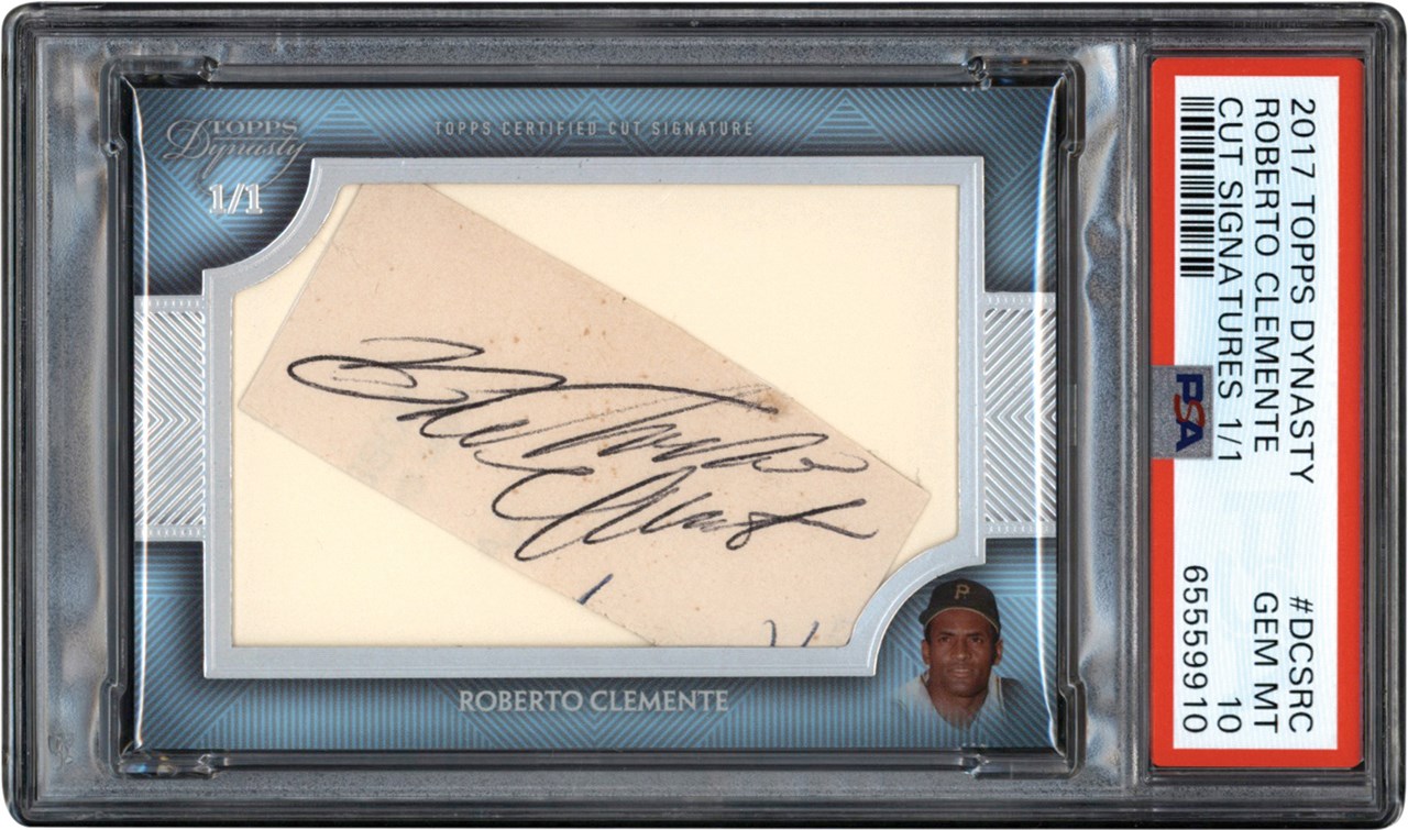 - 017 Topps Dynasty Baseball Cut Signatures #DCSRC Roberto Clemente Autograph Card #1/1 PSA GEM MINT 10