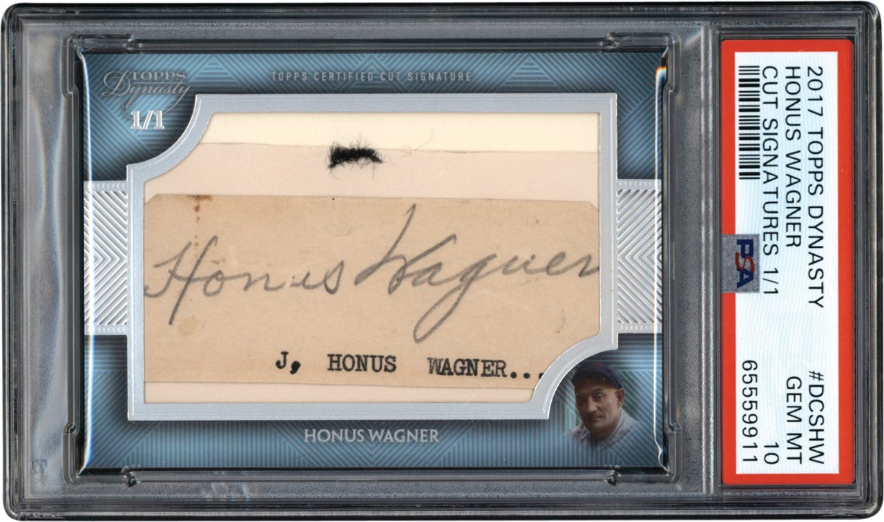 - 017 Topps Dynasty Baseball Cut Signatures #DCSHW Honus Wagner Autograph Card  #1/1 PSA GEM MINT 10