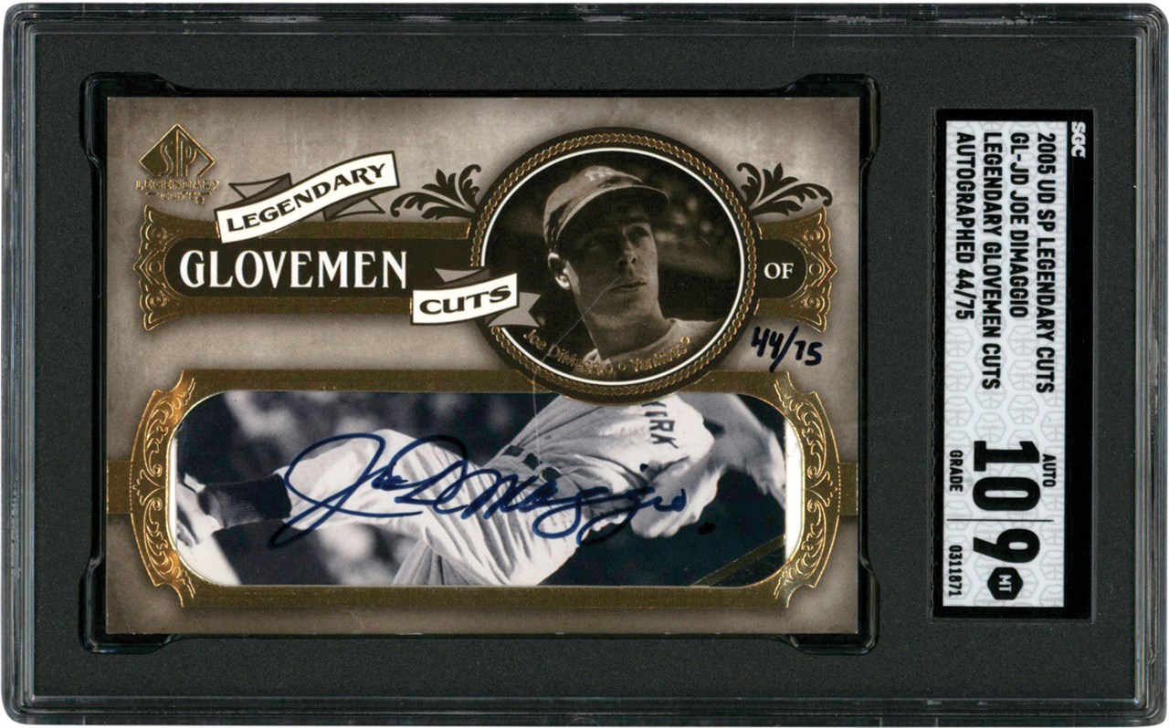 - 2005 SP Legendary Cuts Baseball Glovemen Cuts #GL-JD Joe DiMaggio Autograph Card #44/75 SGC MINT 9 - Auto 10