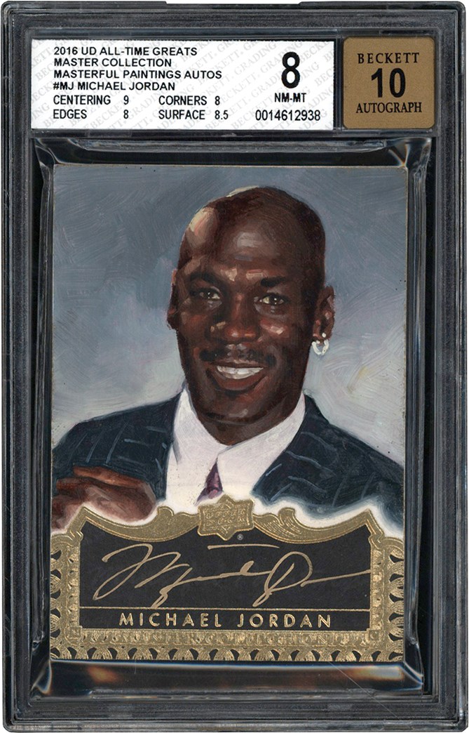 - 015 Upper Deck Master Collection Masterful Paintings Michael Jordan Autograph Card #1/1 BGS NM-MT 8 Auto 10