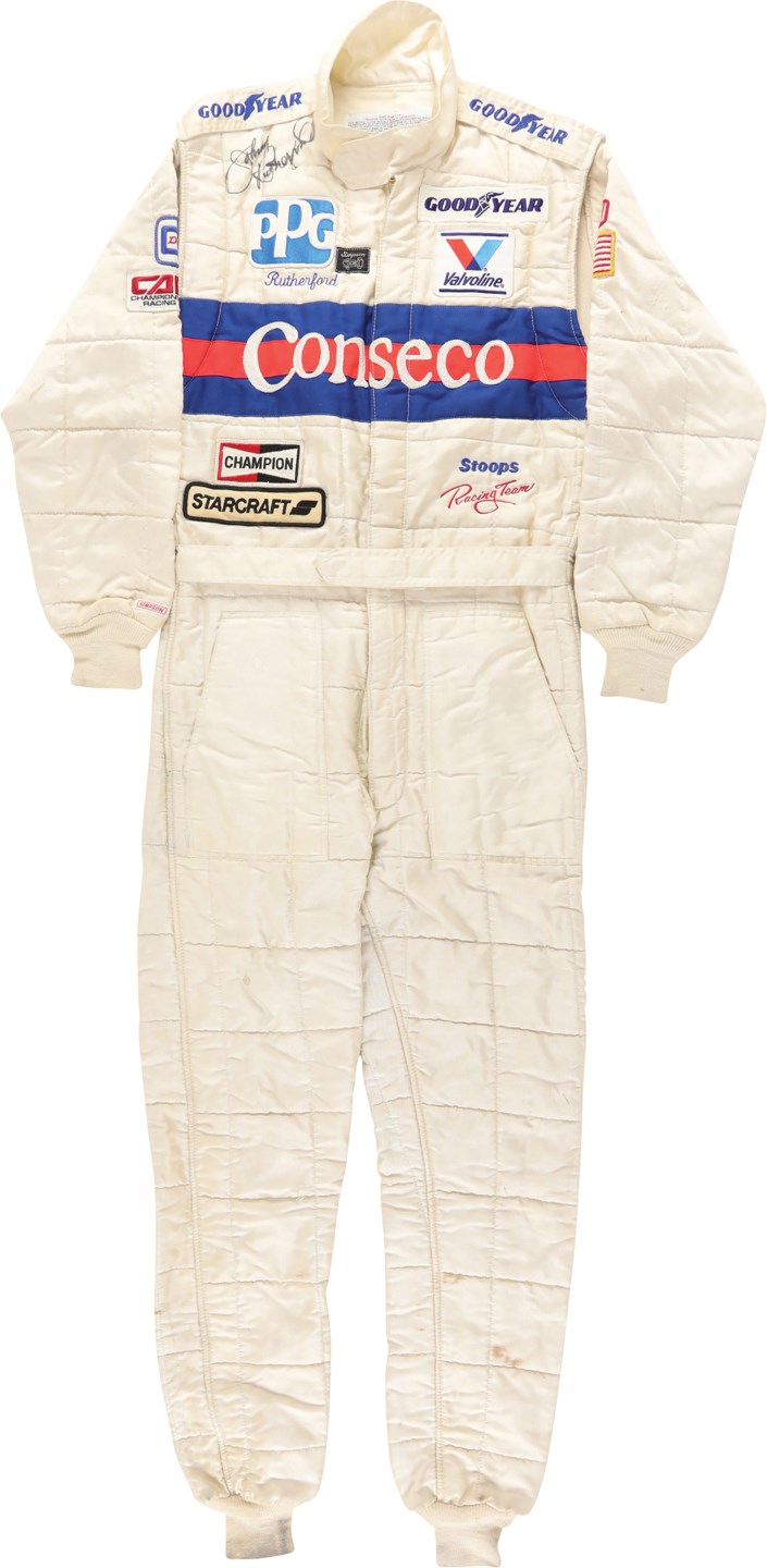 - 1990 Johnny Rutherford Signed Race Worn Suit