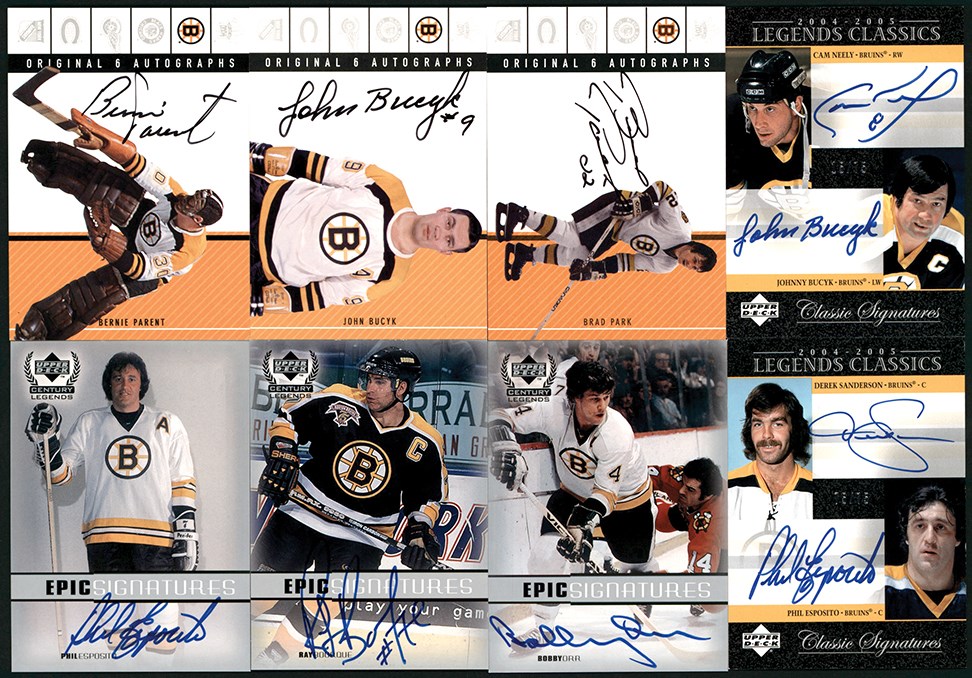- 1999-2005 Boston Bruins Hockey Modern Insert Autograph Card Collection w/Bobby Orr, Ray Bourque & Phil Esposito (27)