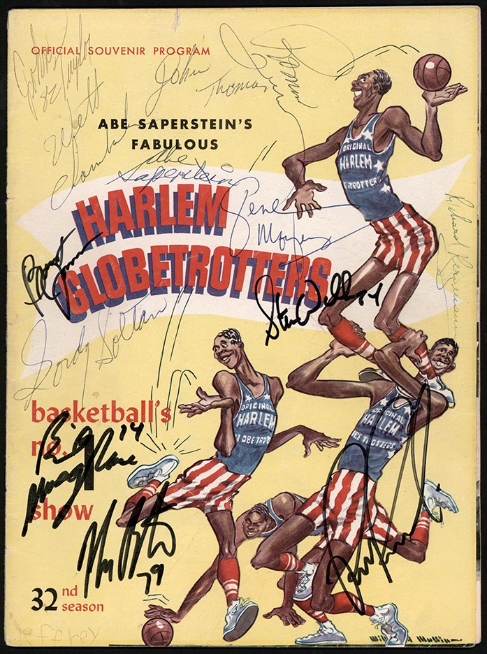 - 1959 Harlem Globetrotters Program Signed by Wilt Chamberlain, Abe Saperstein, Meadowlark Lemon and Others (PSA)