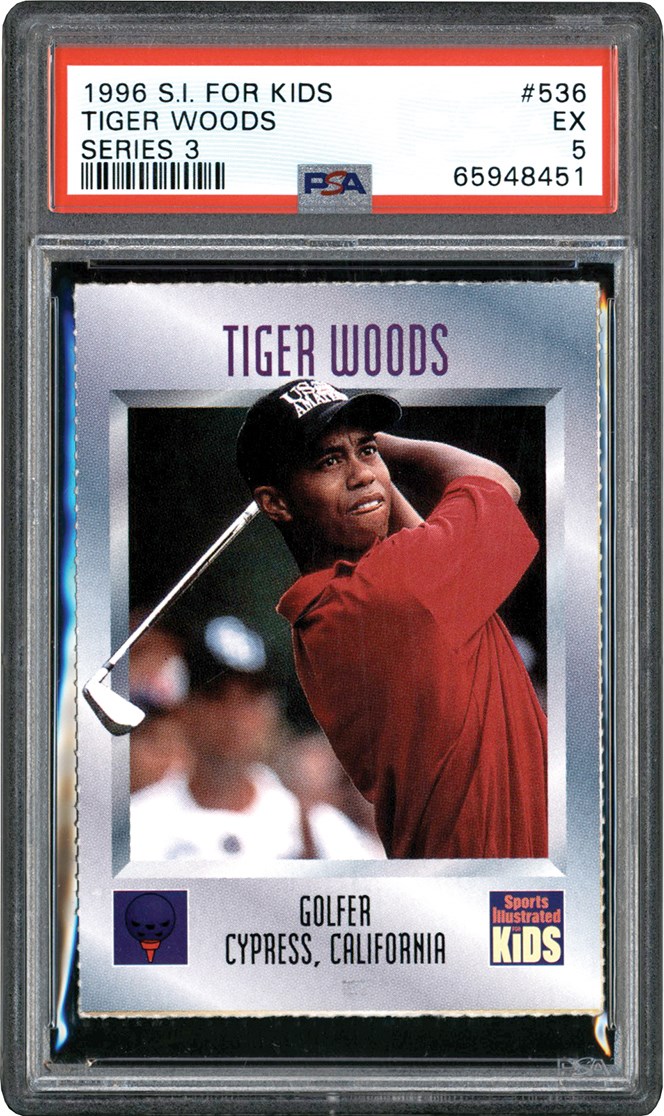 1996 Tiger Woods SI Sports Illustrated For Kids Rookie Card PSA EX 5