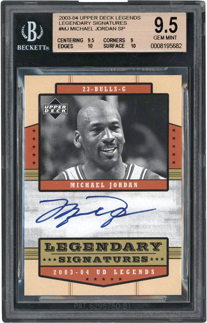 - 003-2004 Upper Deck Legends Basketball Legendary Signatures #LS-MJ Michael Jordan Autograph Card BGS GEM MINT 9.5 Auto 10 (Two 10 Subgrades!)