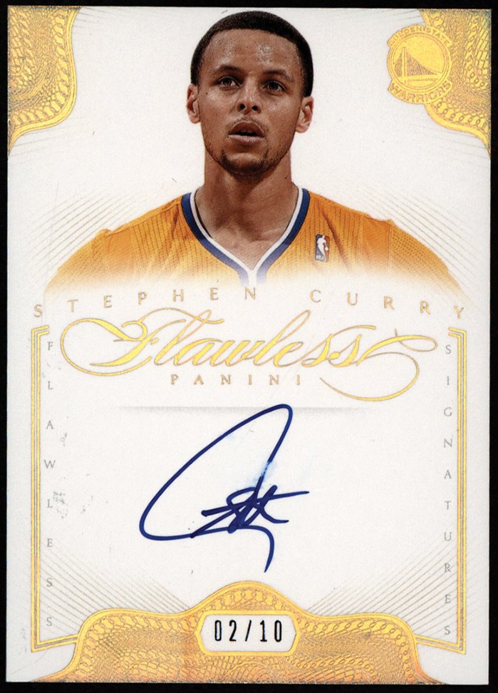 - 012-2013 Flawless Basketball Signatures Gold #9 Stephen Curry Autograph Card #02/10
