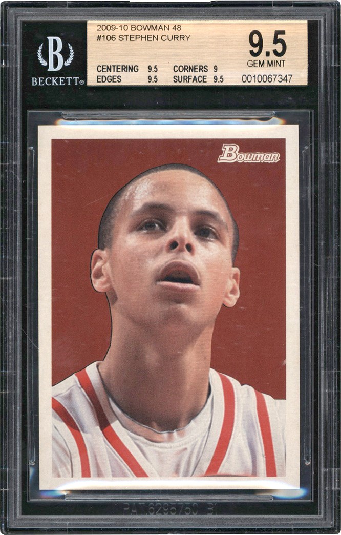 - 009-2010 Bowman 48 Basketball #106 Stephen Curry Rookie Card BGS GEM MINT 9.5
