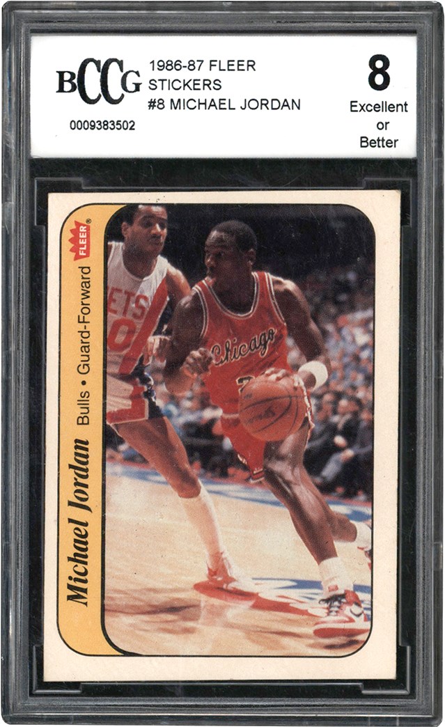 986-1987 Fleer Basketball #8 Michael Jordan Sticker BCCG 8
